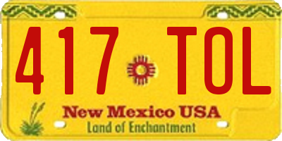 NM license plate 417TOL