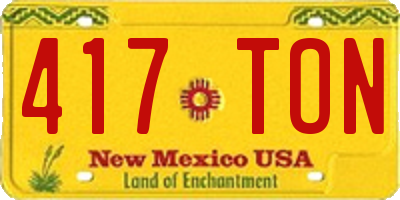 NM license plate 417TON