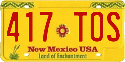 NM license plate 417TOS