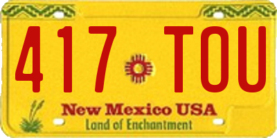 NM license plate 417TOU