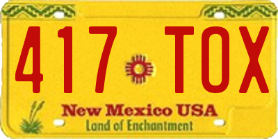 NM license plate 417TOX