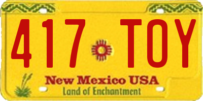 NM license plate 417TOY