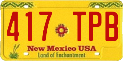 NM license plate 417TPB