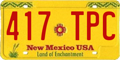 NM license plate 417TPC