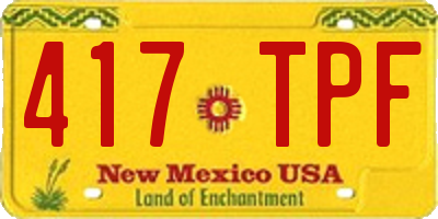 NM license plate 417TPF
