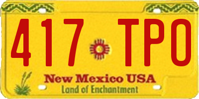 NM license plate 417TPO