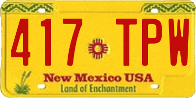 NM license plate 417TPW