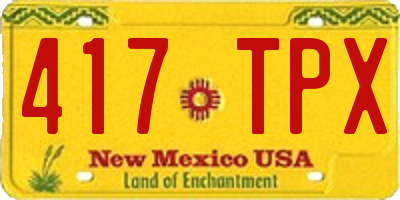 NM license plate 417TPX
