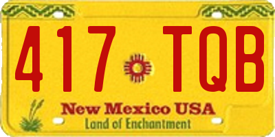 NM license plate 417TQB