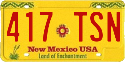 NM license plate 417TSN