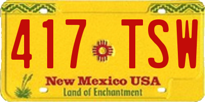NM license plate 417TSW