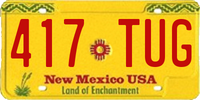 NM license plate 417TUG
