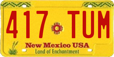 NM license plate 417TUM