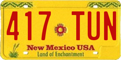 NM license plate 417TUN