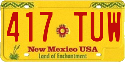 NM license plate 417TUW