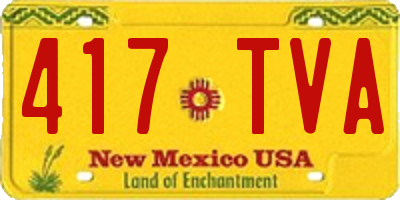 NM license plate 417TVA