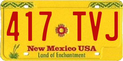 NM license plate 417TVJ