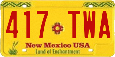 NM license plate 417TWA