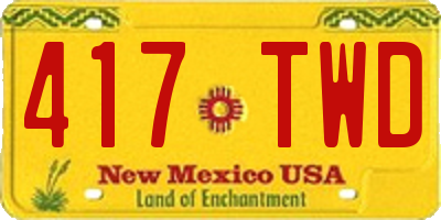 NM license plate 417TWD