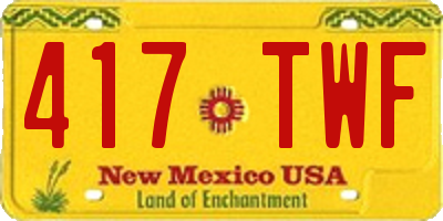 NM license plate 417TWF
