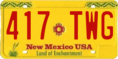 NM license plate 417TWG