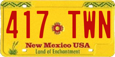 NM license plate 417TWN