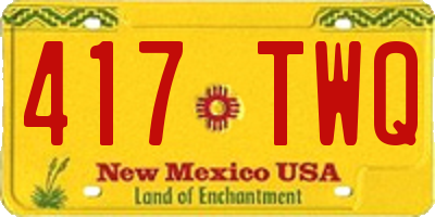 NM license plate 417TWQ