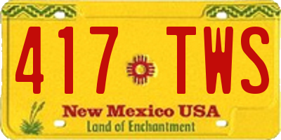 NM license plate 417TWS