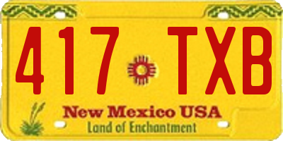 NM license plate 417TXB