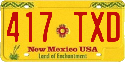 NM license plate 417TXD