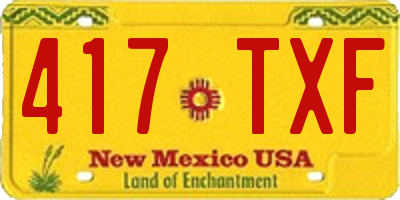 NM license plate 417TXF