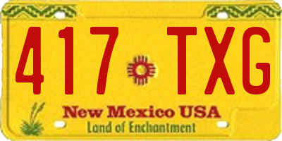 NM license plate 417TXG
