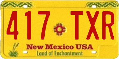 NM license plate 417TXR
