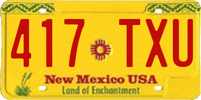 NM license plate 417TXU