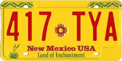 NM license plate 417TYA
