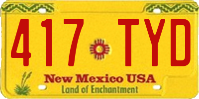 NM license plate 417TYD