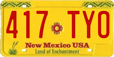 NM license plate 417TYO