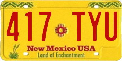 NM license plate 417TYU