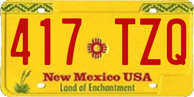 NM license plate 417TZQ