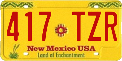 NM license plate 417TZR