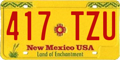 NM license plate 417TZU