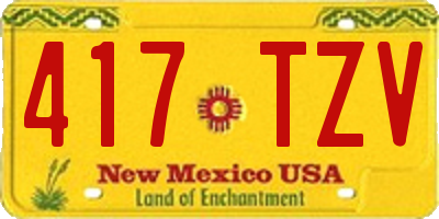 NM license plate 417TZV