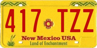 NM license plate 417TZZ