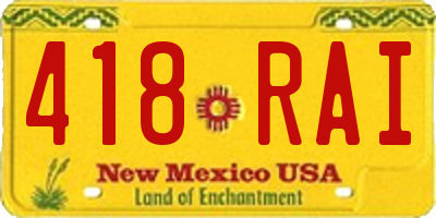 NM license plate 418RAI