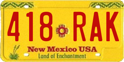 NM license plate 418RAK