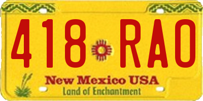 NM license plate 418RAO