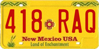 NM license plate 418RAQ