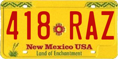 NM license plate 418RAZ