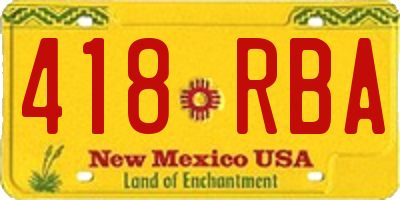 NM license plate 418RBA