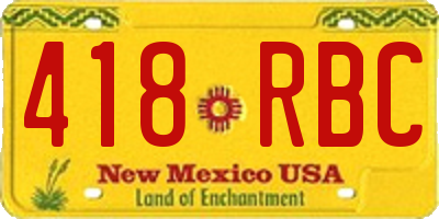 NM license plate 418RBC